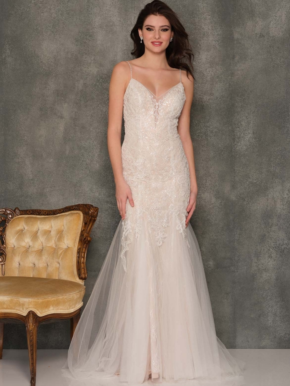 NWT‎ Ivory Spaghetti-Strap Lace Mermaid Wedding Dress 18 Boho Ethereal Romantic